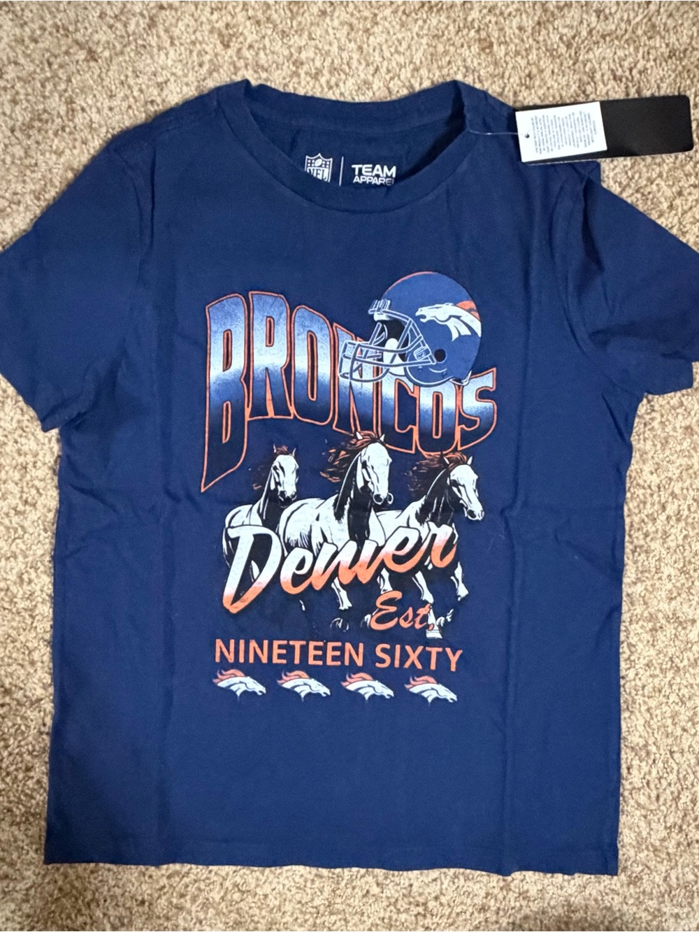 NFL Team Apparel Denver Broncos Graphic Tee with Orange Accents
